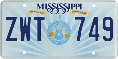 MS license plate ZWT749