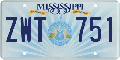 MS license plate ZWT751