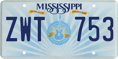 MS license plate ZWT753
