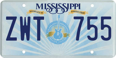 MS license plate ZWT755
