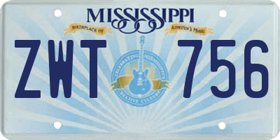 MS license plate ZWT756