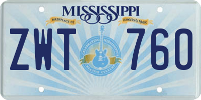 MS license plate ZWT760