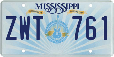 MS license plate ZWT761