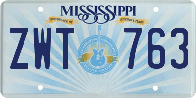 MS license plate ZWT763