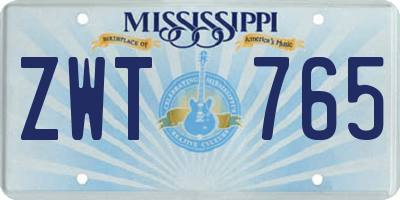 MS license plate ZWT765