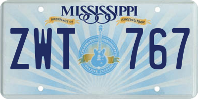 MS license plate ZWT767