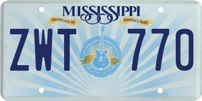 MS license plate ZWT770