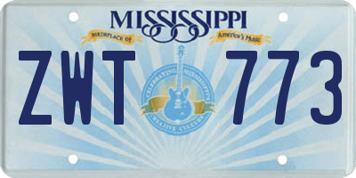 MS license plate ZWT773
