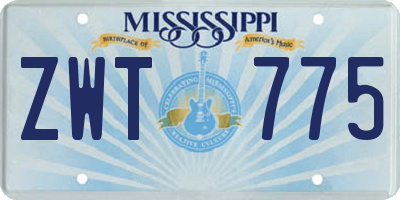 MS license plate ZWT775