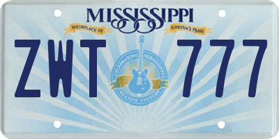 MS license plate ZWT777