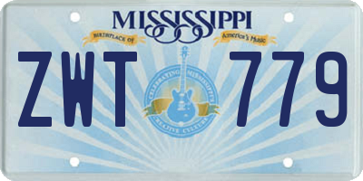 MS license plate ZWT779