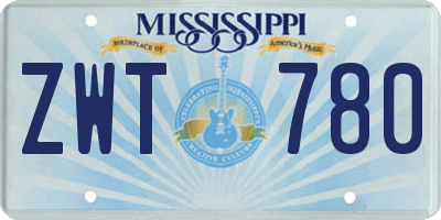 MS license plate ZWT780