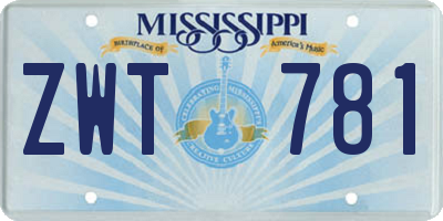 MS license plate ZWT781