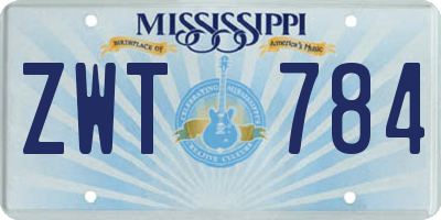 MS license plate ZWT784