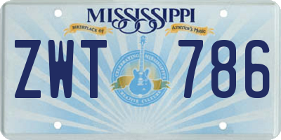 MS license plate ZWT786