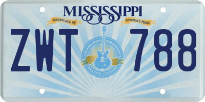 MS license plate ZWT788