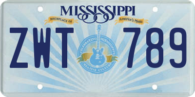 MS license plate ZWT789