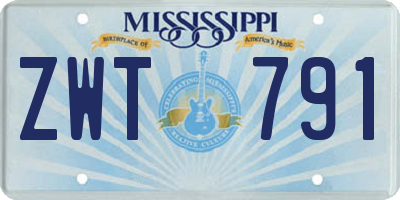MS license plate ZWT791