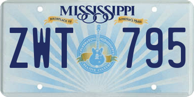 MS license plate ZWT795