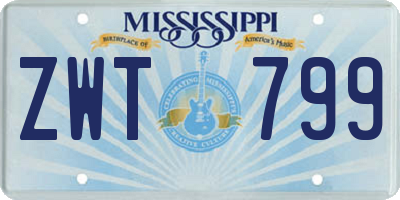 MS license plate ZWT799