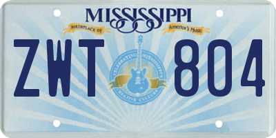 MS license plate ZWT804