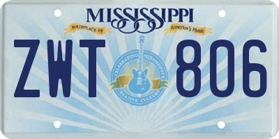 MS license plate ZWT806