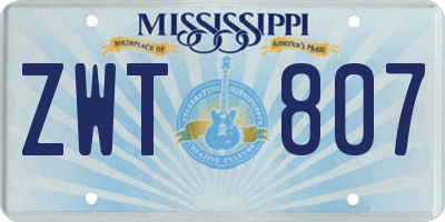 MS license plate ZWT807