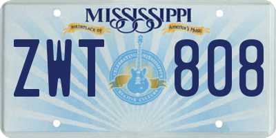 MS license plate ZWT808