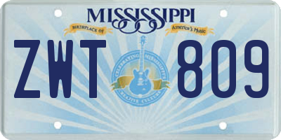 MS license plate ZWT809