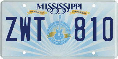 MS license plate ZWT810