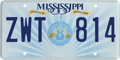 MS license plate ZWT814