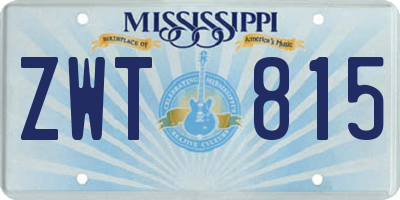 MS license plate ZWT815