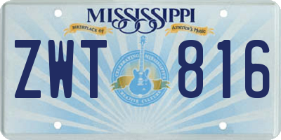 MS license plate ZWT816