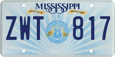 MS license plate ZWT817
