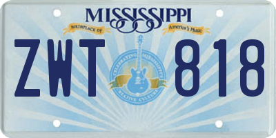 MS license plate ZWT818