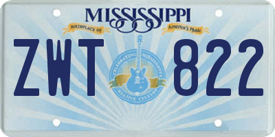 MS license plate ZWT822