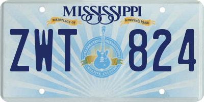 MS license plate ZWT824