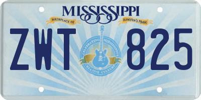 MS license plate ZWT825