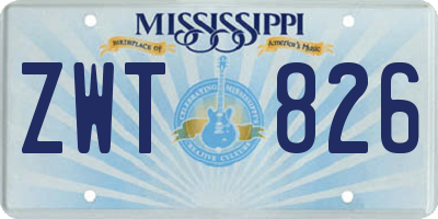 MS license plate ZWT826
