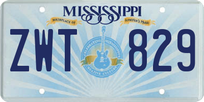 MS license plate ZWT829