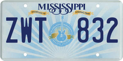 MS license plate ZWT832