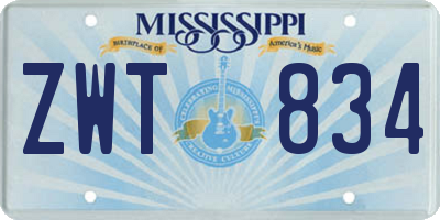 MS license plate ZWT834
