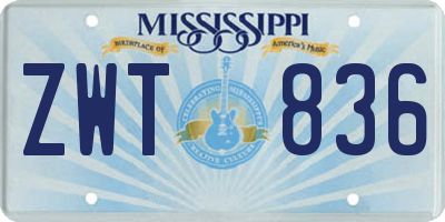 MS license plate ZWT836