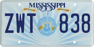 MS license plate ZWT838