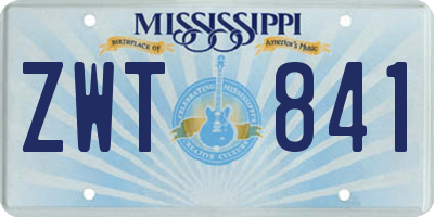 MS license plate ZWT841