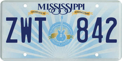 MS license plate ZWT842
