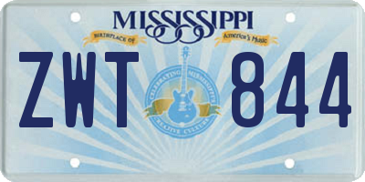 MS license plate ZWT844