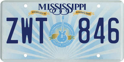 MS license plate ZWT846