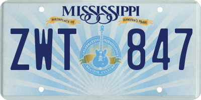 MS license plate ZWT847