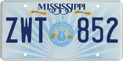 MS license plate ZWT852